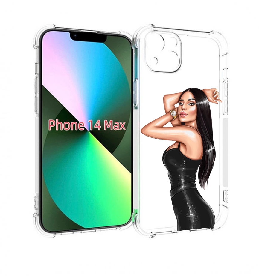 Чехол MyPads Брюнетка-с-часами для iPhone 14 Plus (6.7)