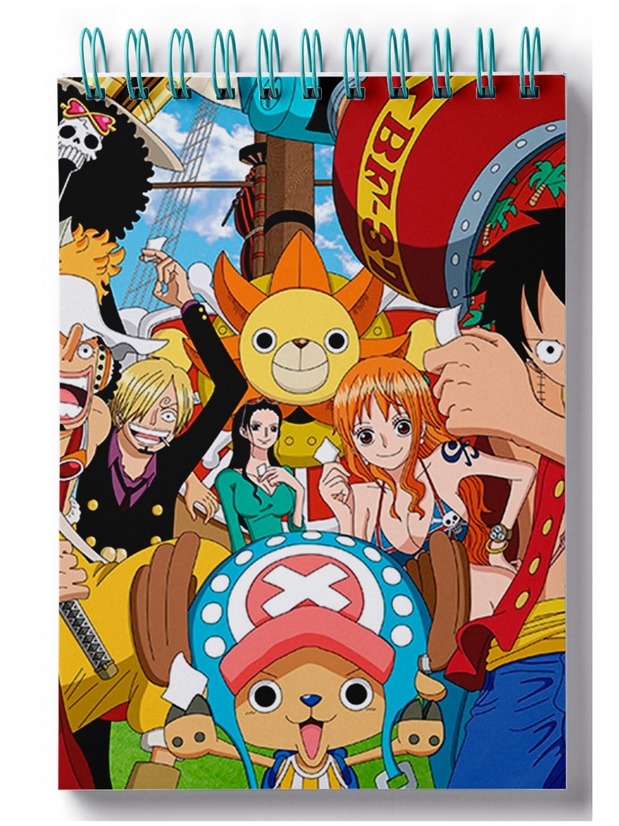 

Блокнот DRABS onepiece, меч, кулак, герои на фоне мачты корабля
