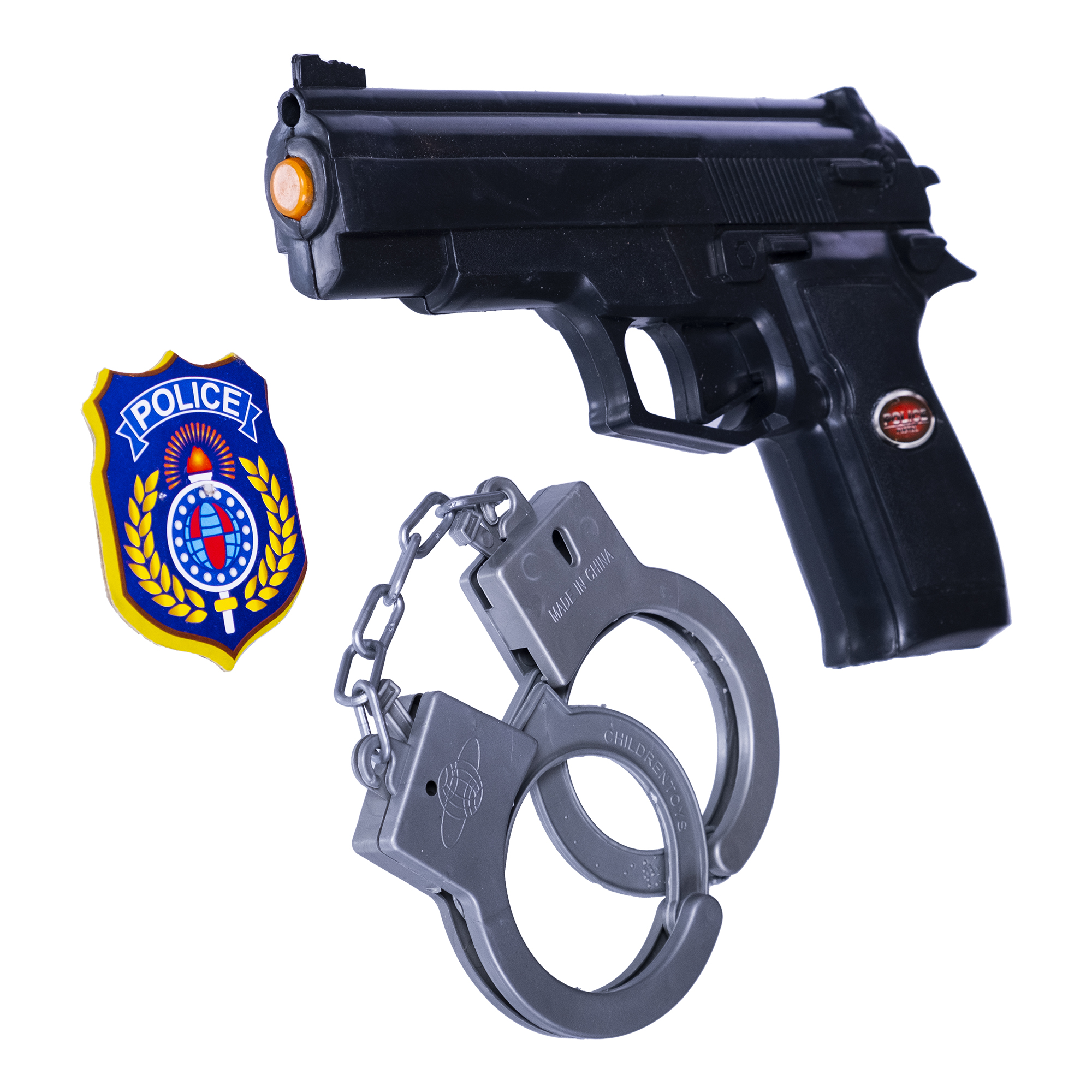 Набор игрушечный игровой оружие с подсветкой и звуковым эффектом, наручники