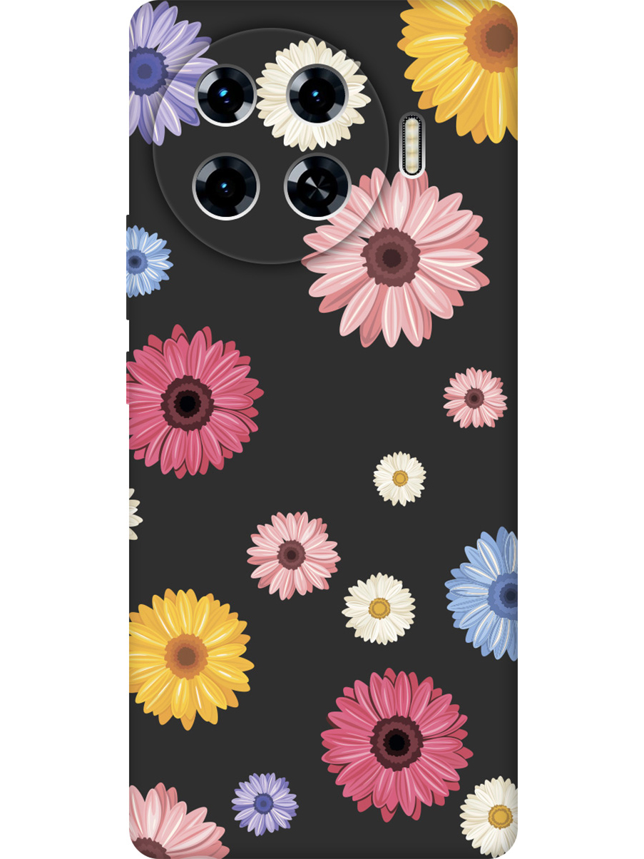 

Силиконовый чехол на Tecno Spark 20 Pro+ с принтом "Герберы" матовый черный, Черный;прозрачный;белый;красный;розовый, 783985021