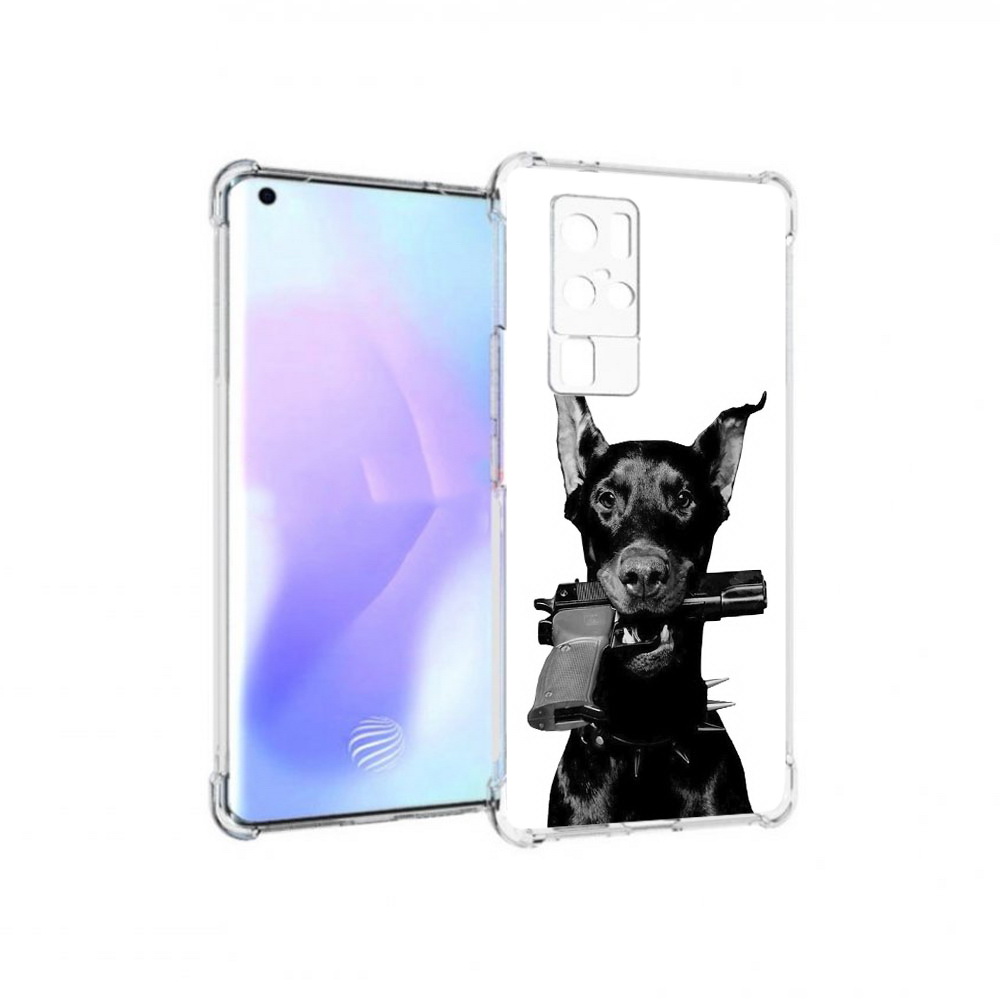 

Чехол MyPads Tocco для Vivo X50 Pro доберман с пистолетом (PT226970.404.331), Прозрачный, Tocco