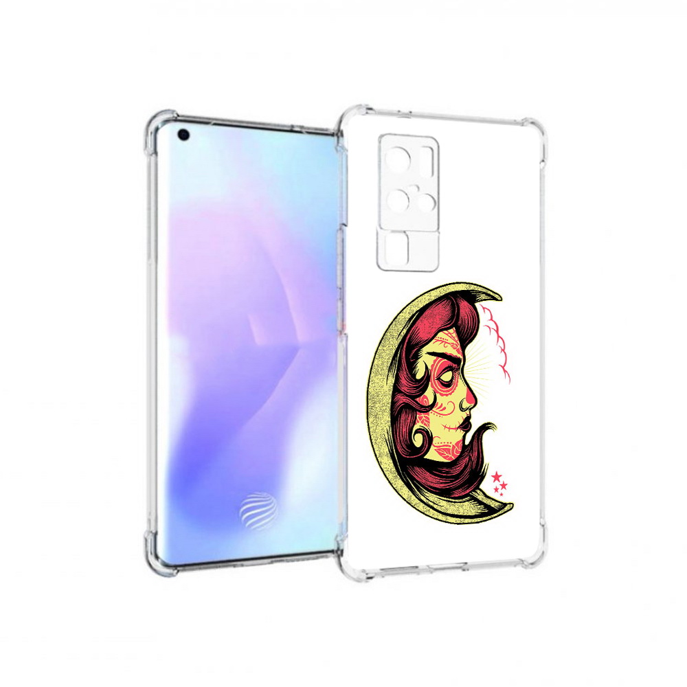 

Чехол MyPads Tocco для Vivo X50 Pro желтый полумесяц с лицом девушки (PT226970.404.346), Прозрачный, Tocco