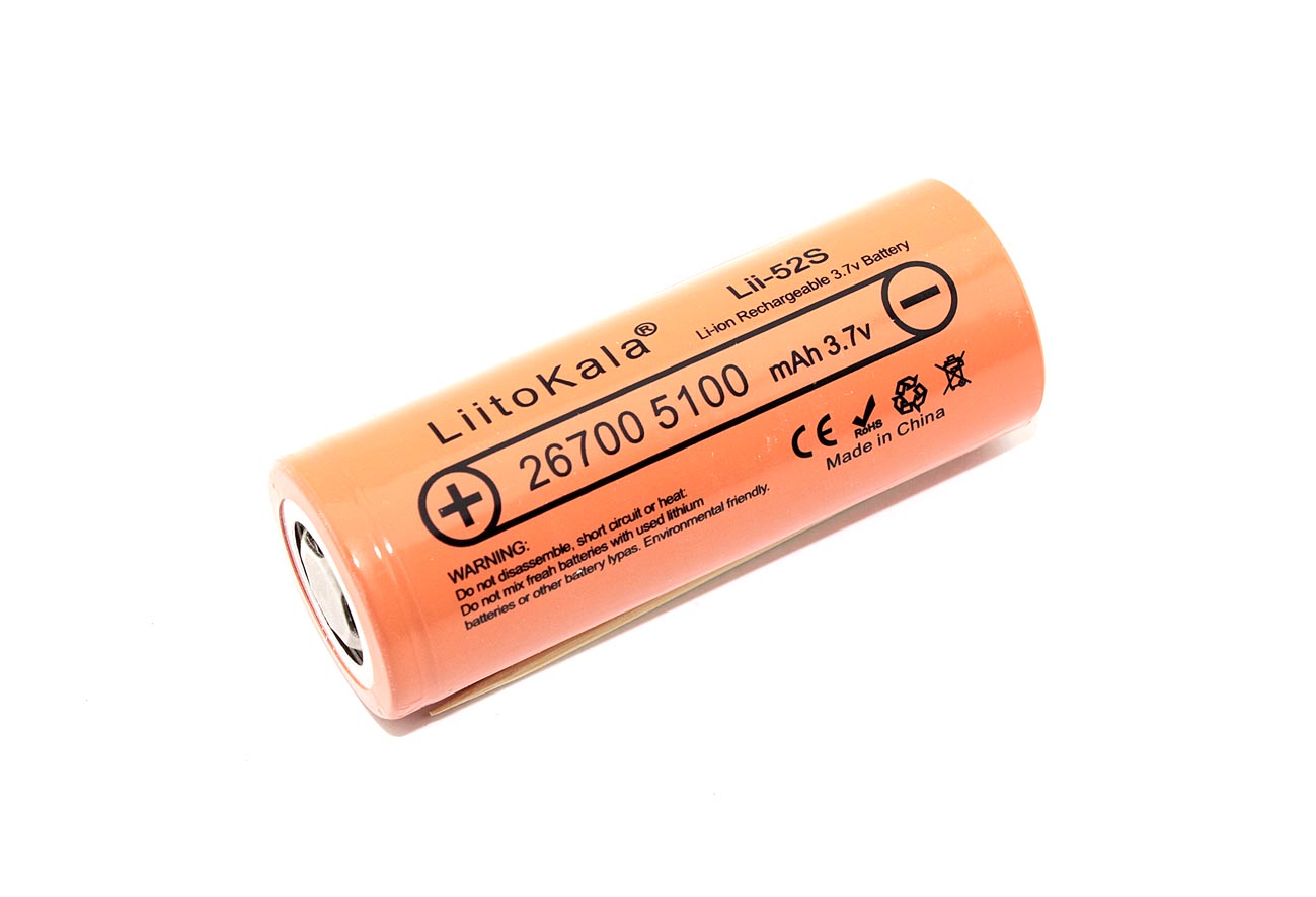 Аккумулятор LiitoKala Lii-52S типа 26700 Li-Ion 5100mAh, 3.7V