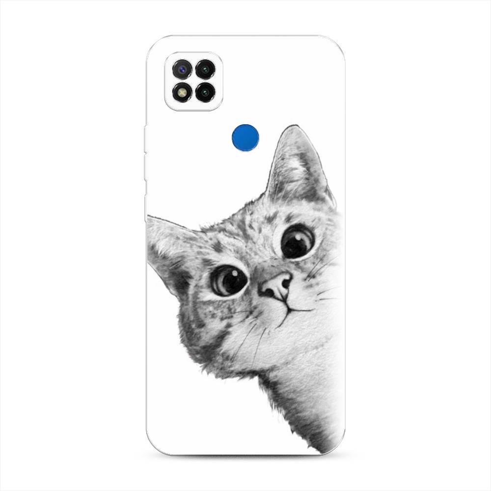 фото Чехол awog "кот рисунок черно-белый" для xiaomi redmi 9c