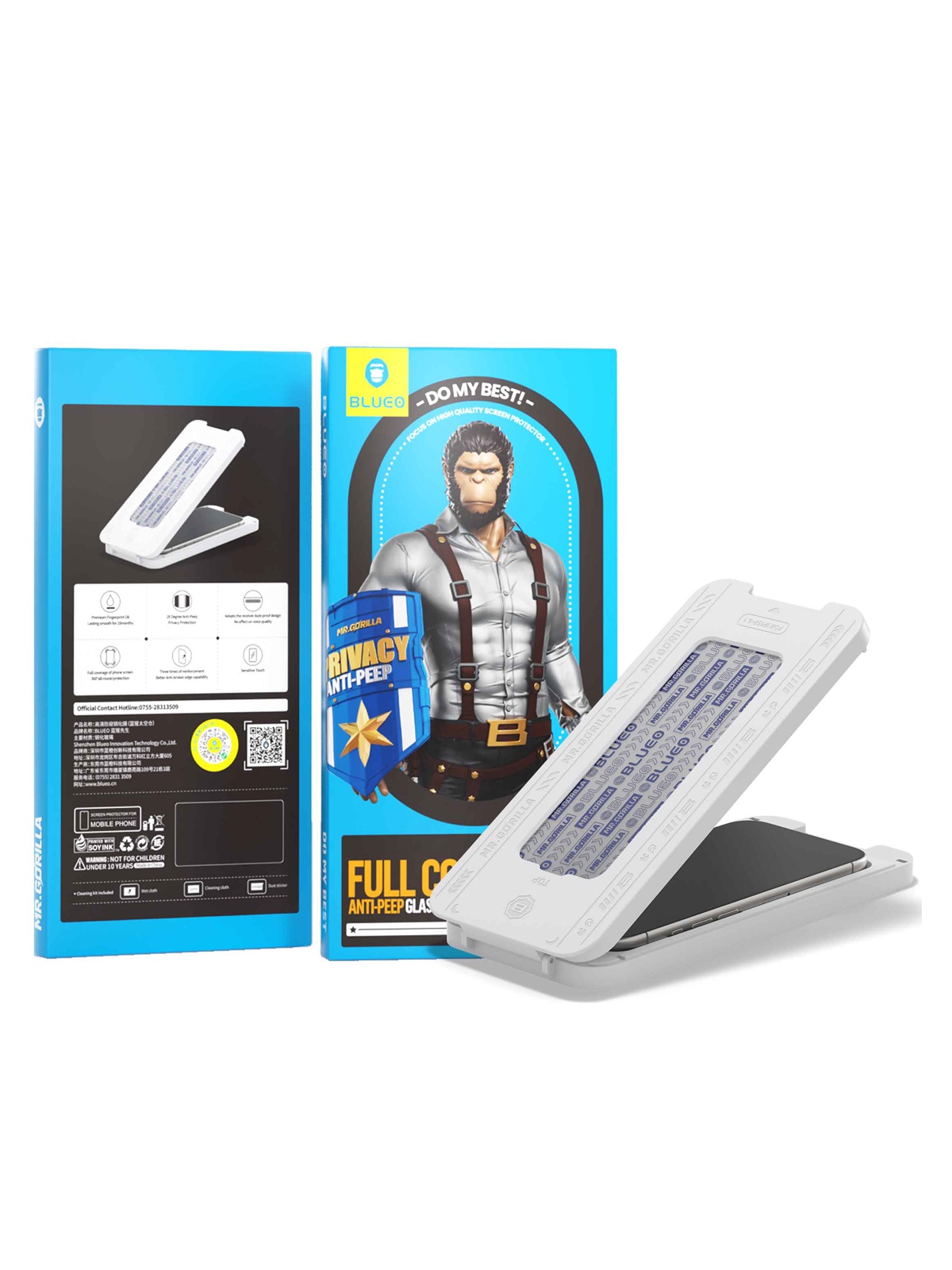 

Защитное стекло BlueO для iPhone 16 Pro Max Anti-peep приватное + Installer Pro
