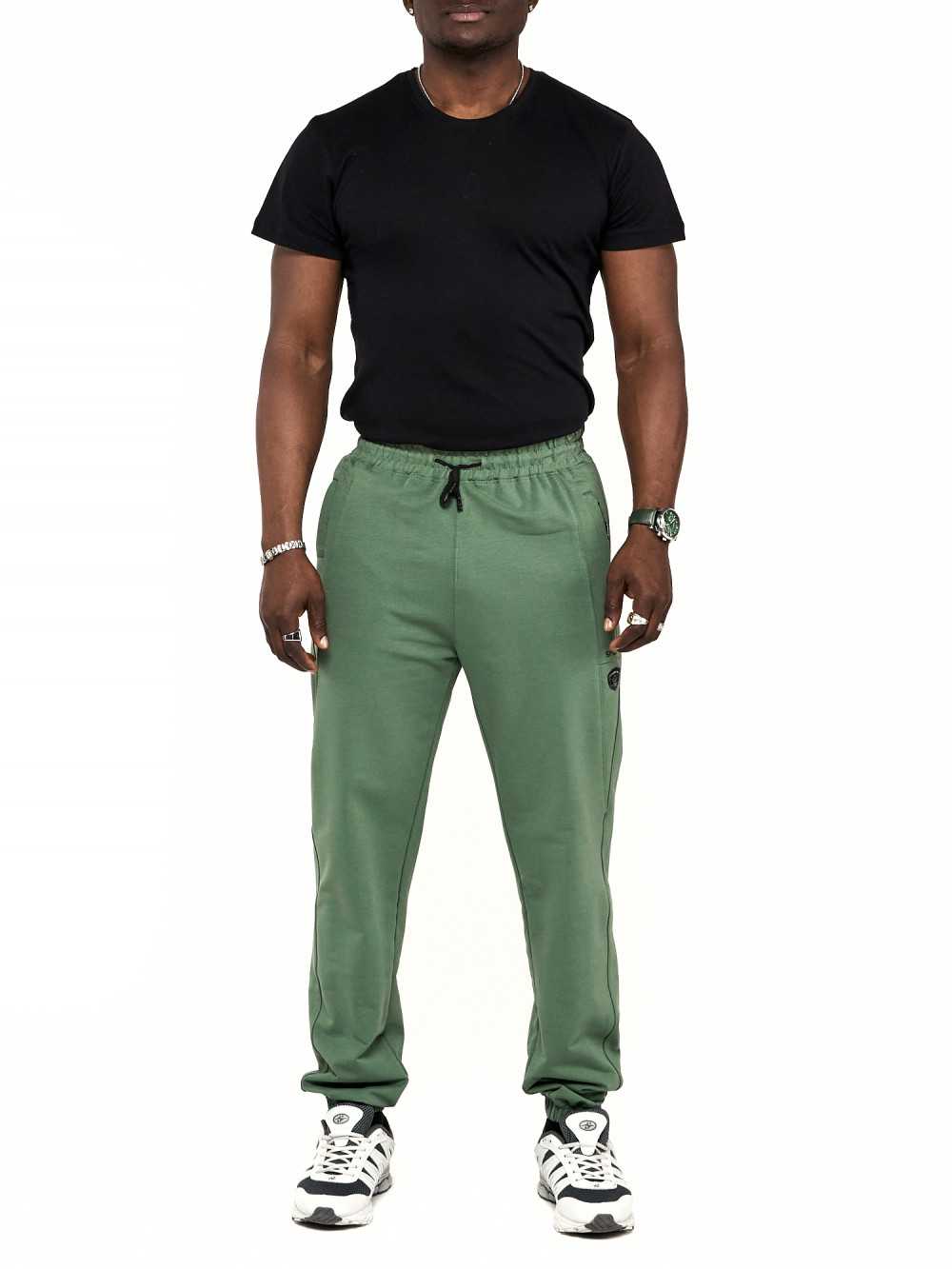 Спортивные брюки мужские NoBrand AD006 зеленые 54 RU