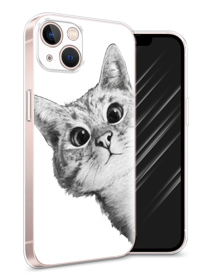 фото Чехол awog на apple iphone 13 / айфон 13 "кот рисунок черно-белый"