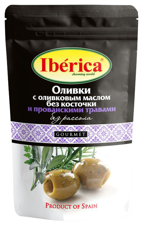 фото Оливки iberica с оливковым маслом и прованскими травами без косточки 70 г