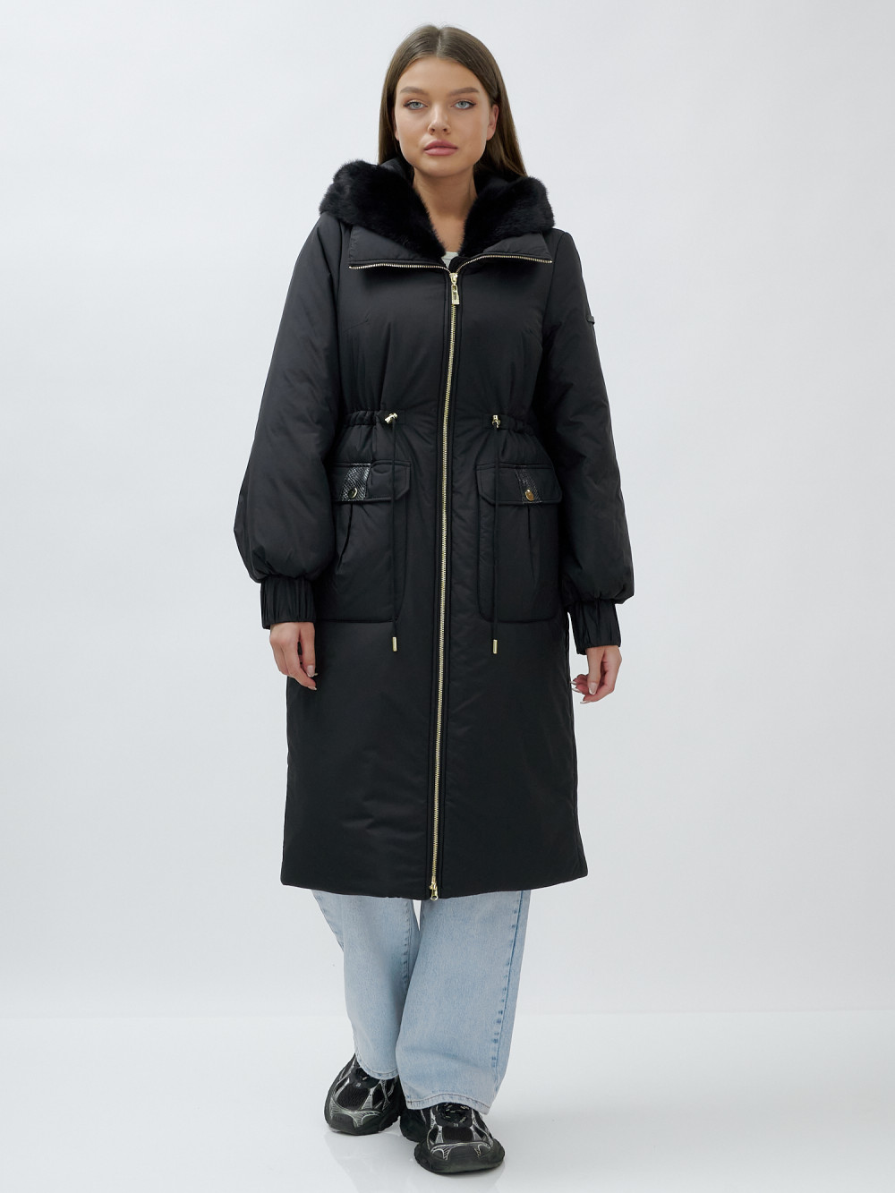 

Пальто женское MTFORCE 8628 черное XXL, Черный, 8628