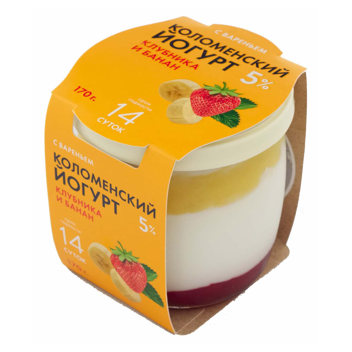 Йогурт Коломенское молоко клубника-банан 5% 170 г