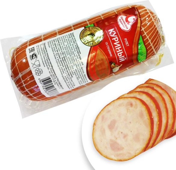 

Рулет Павловская Курочка куриный со специями варено-копченый 450 г