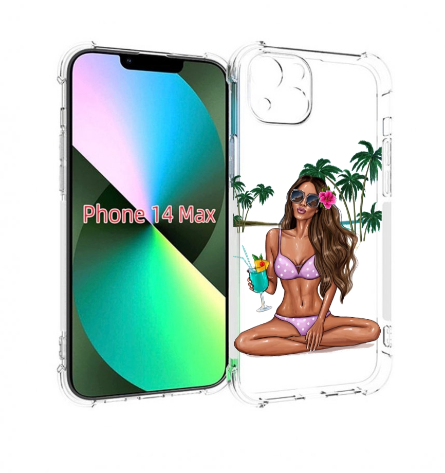 

Чехол MyPads Гавайская-девушка женский для iPhone 14 Plus (6.7), Прозрачный, Tocco