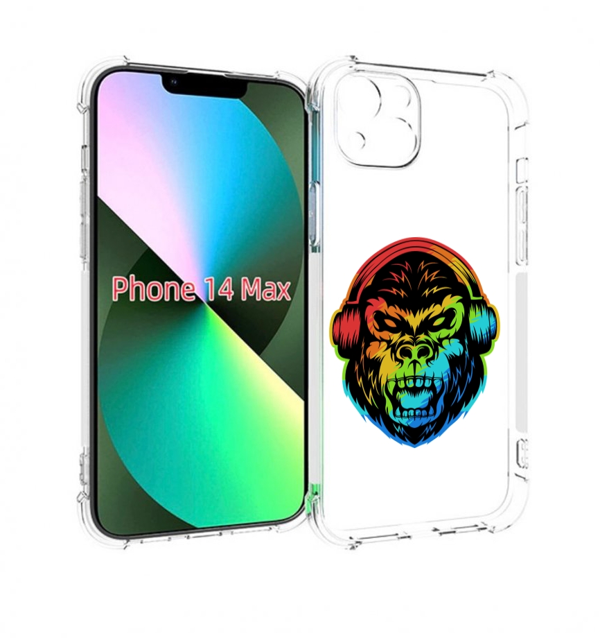 

Чехол MyPads Горилла-в-наушниках для iPhone 14 Plus (6.7), Прозрачный, Tocco