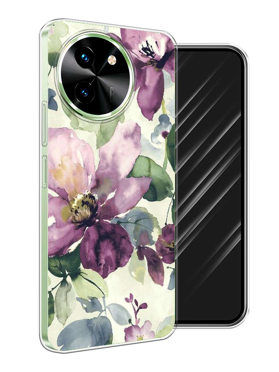 

Чехол Awog на Vivo T3x/Y38 5G "Сиреневые цветы-акварель", Фиолетовый, 2610750-1