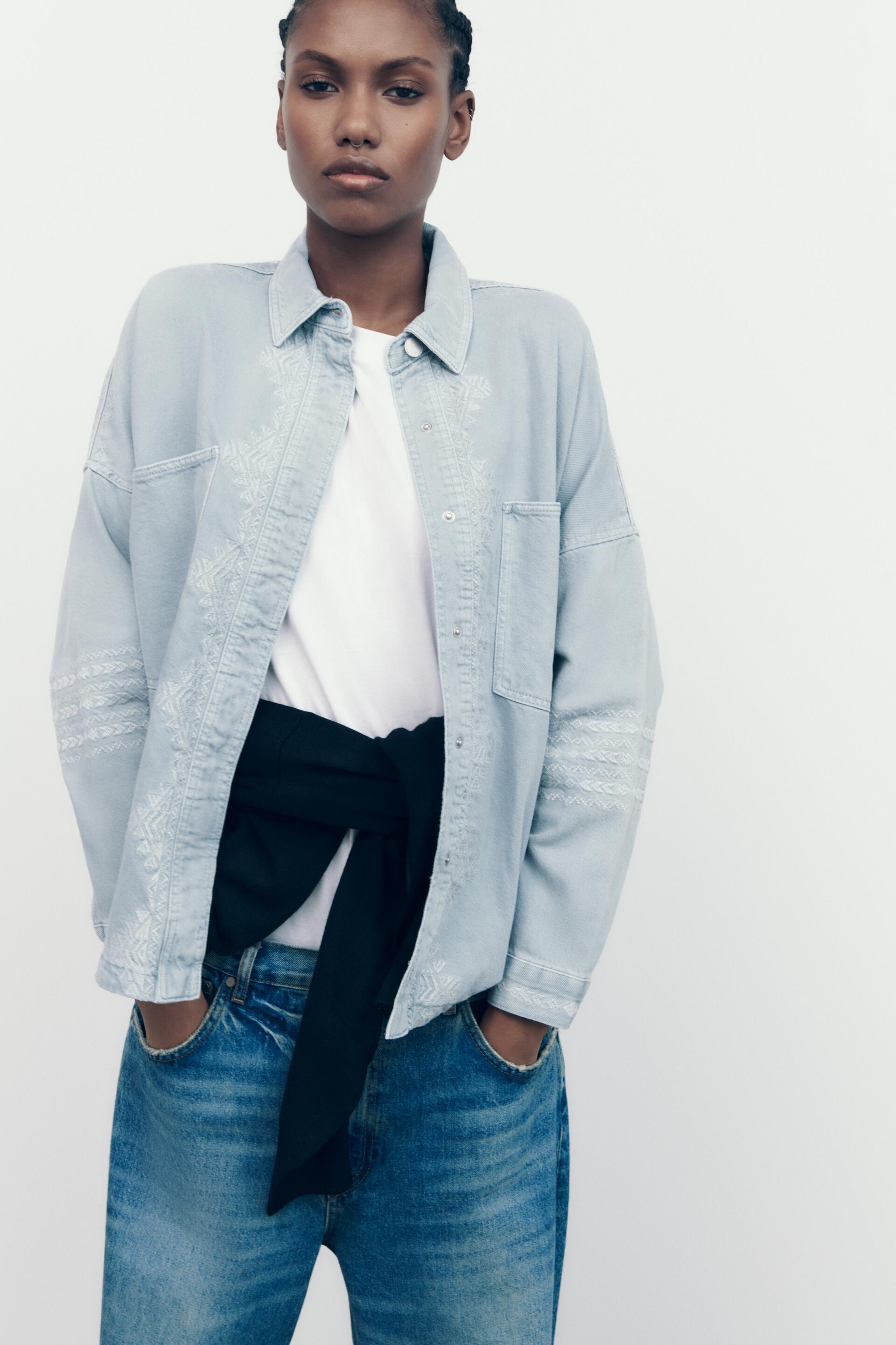

Рубашка женская ZARA 04877243 синяя L (доставка из-за рубежа), 04877243