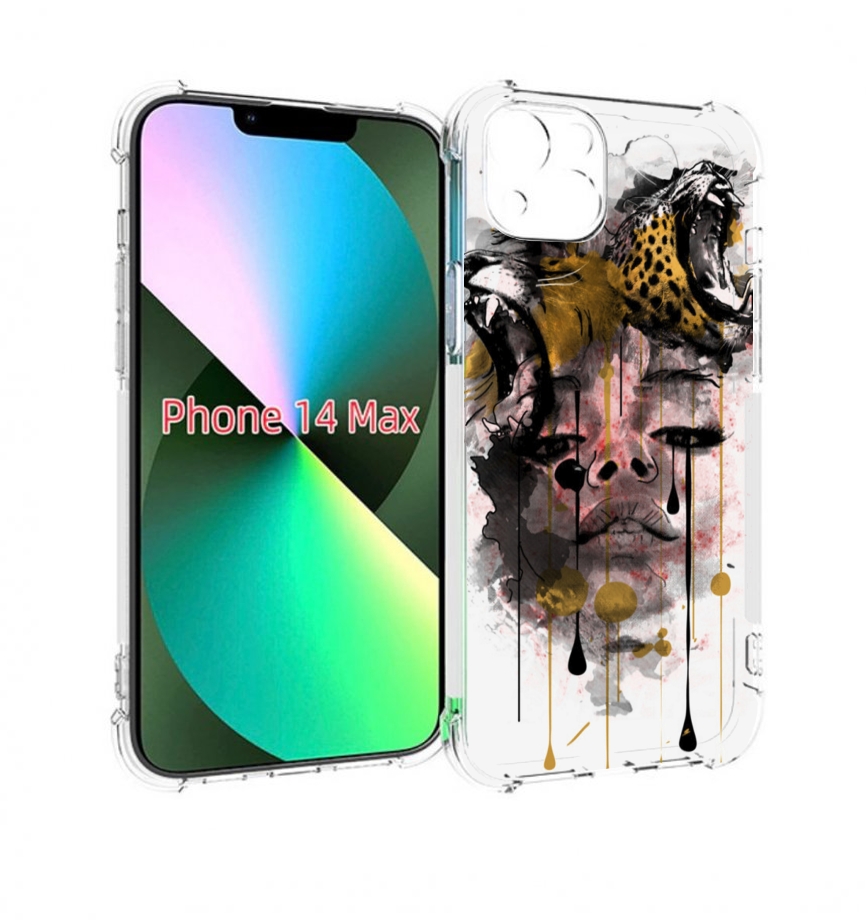 

Чехол MyPads Девушка гепард женский для iPhone 14 Plus (6.7), Прозрачный, Tocco