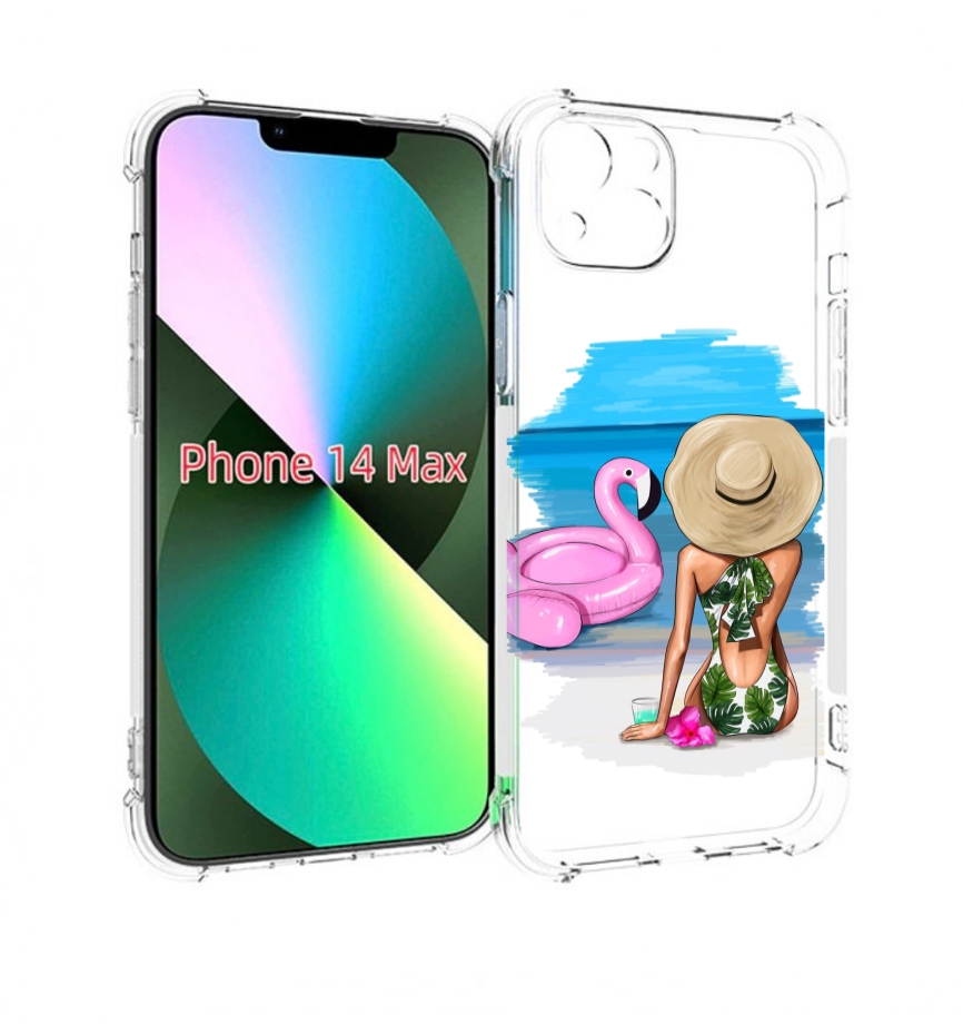 

Чехол MyPads Девушка-и-фламинго женский для iPhone 14 Plus (6.7), Прозрачный, Tocco