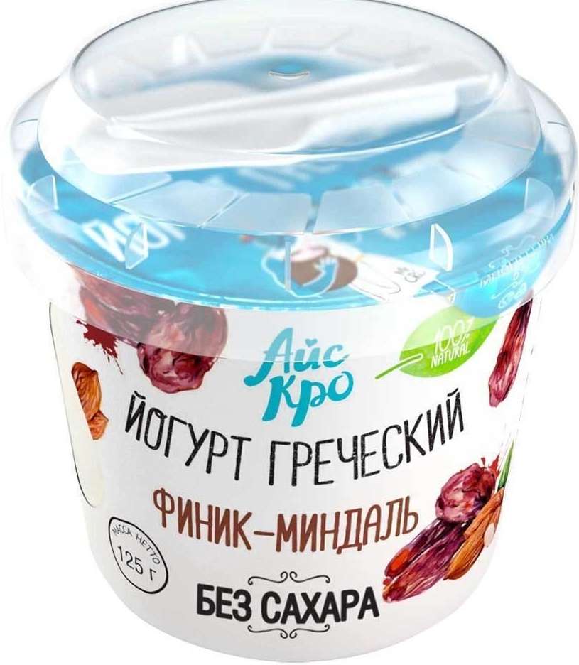

Йогурт Греческий АйсКро финик-миндаль, без сахара, 3%, 125 г