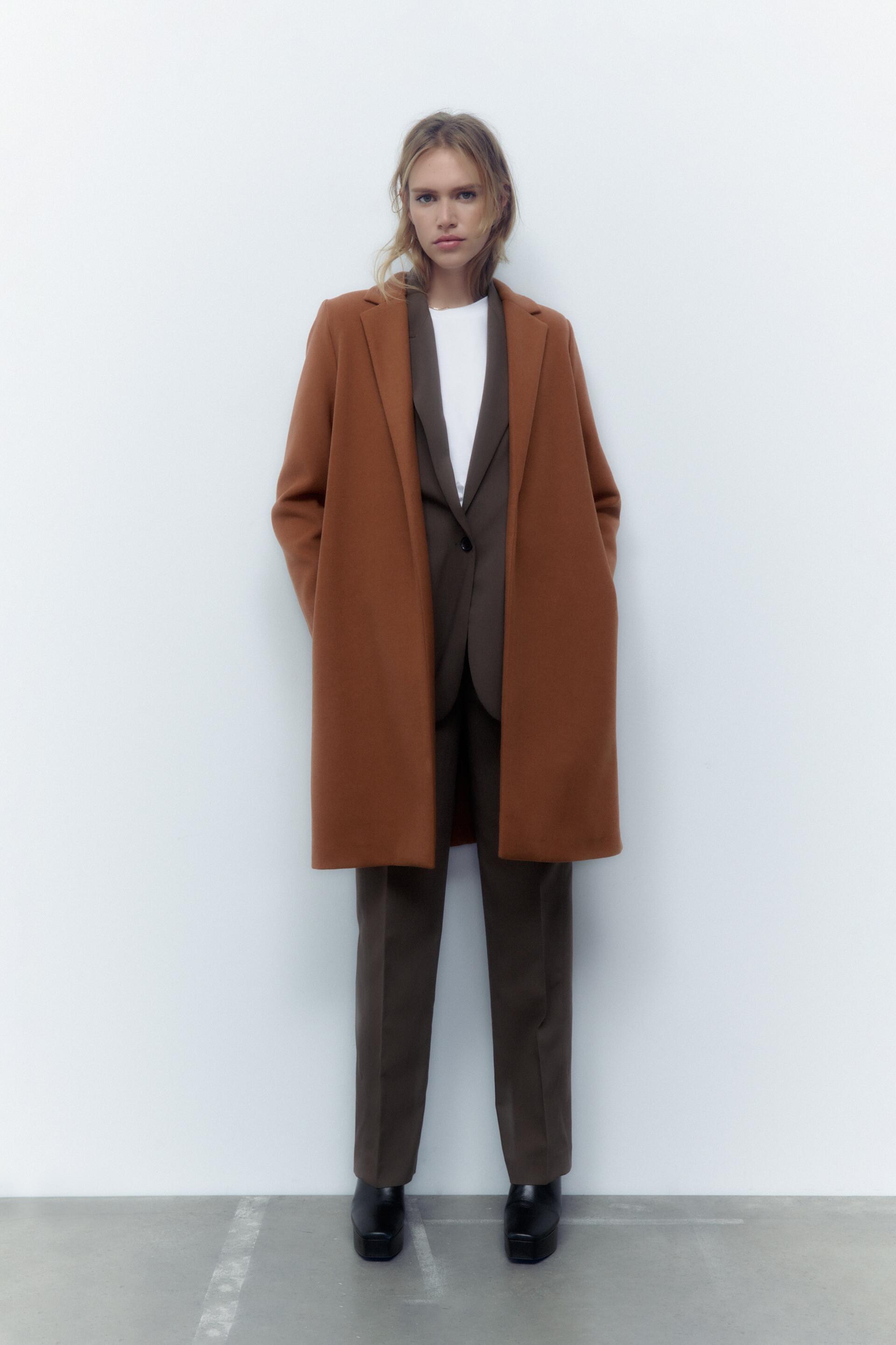 Пальто женское ZARA 05070420 коричневое M (доставка из-за рубежа)