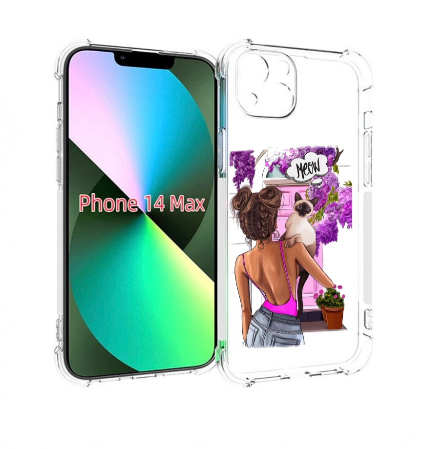 

Чехол MyPads Девушка-с-котиком женский для iPhone 14 Plus (6.7), Прозрачный, Tocco