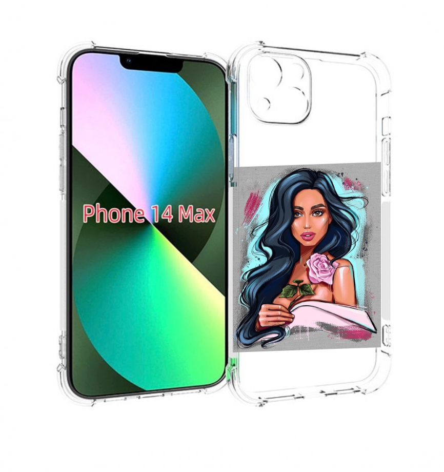 

Чехол MyPads Девушка-с-розовой-розочкой женский для iPhone 14 Plus (6.7), Прозрачный, Tocco