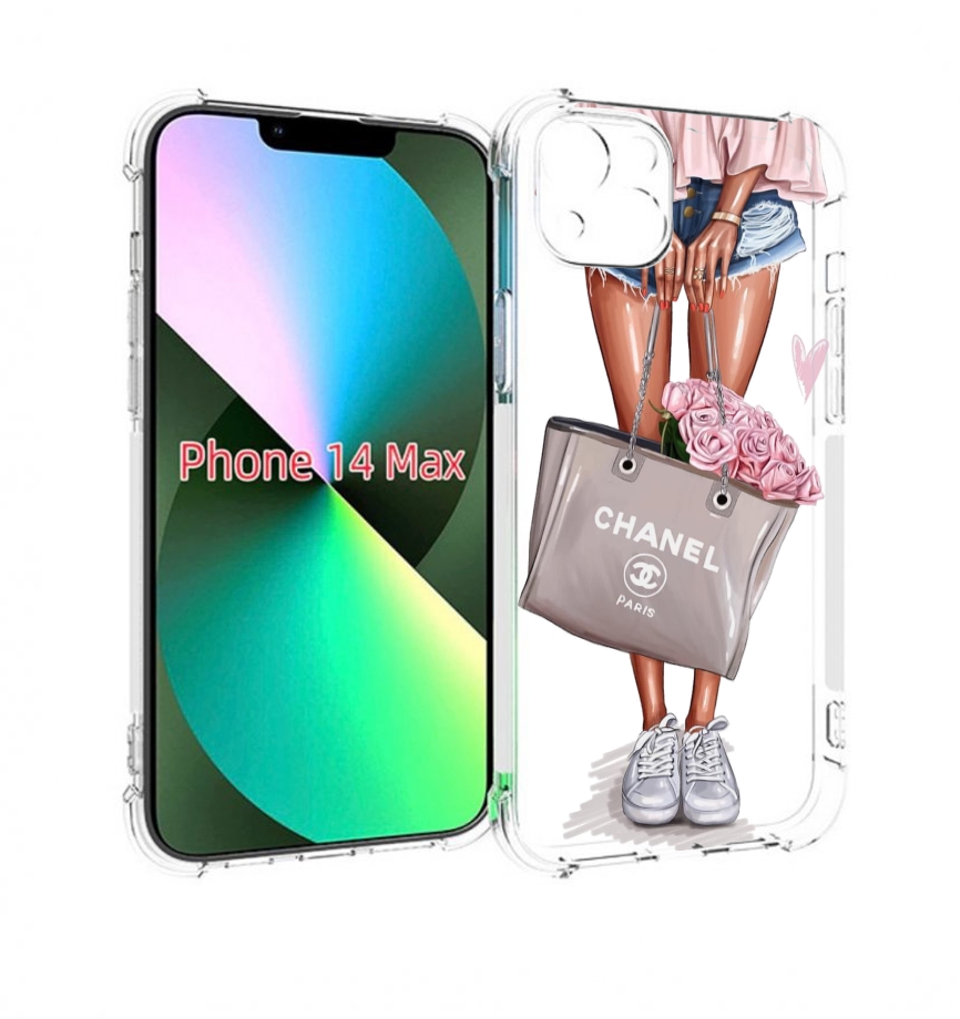 Чехол MyPads Девушка-с-сумкой женский для iPhone 14 Plus (6.7)