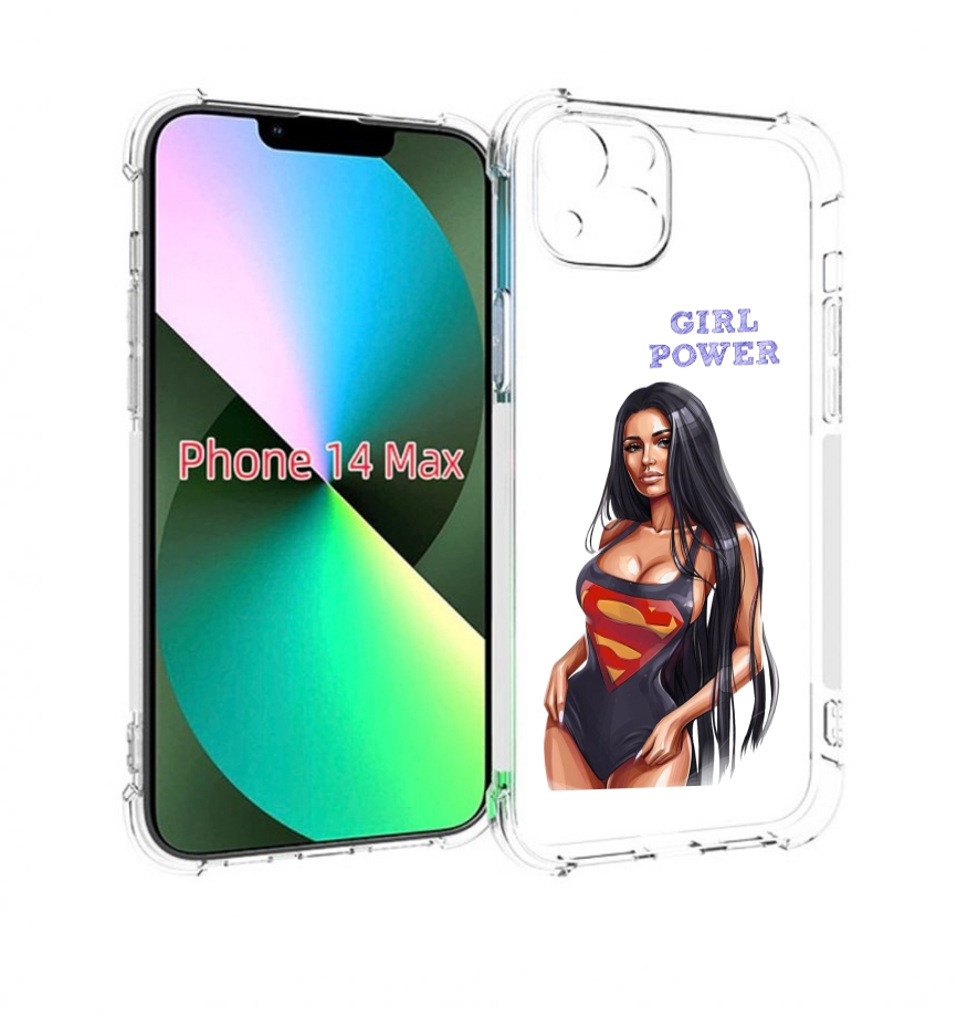 

Чехол MyPads Девушка-супермен женский для iPhone 14 Plus (6.7), Прозрачный, Tocco