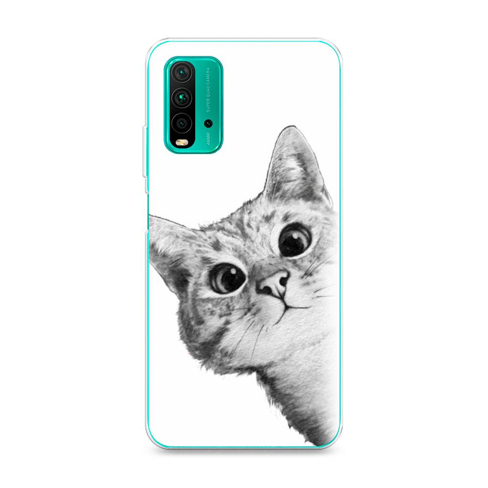 фото Чехол awog "кот рисунок черно-белый" для xiaomi redmi 9t