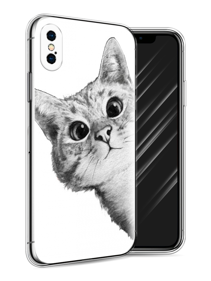 

Чехол Awog на Apple iPhone X (10) / Айфон X (10) "Кот рисунок черно-белый", Разноцветный, 11050-1