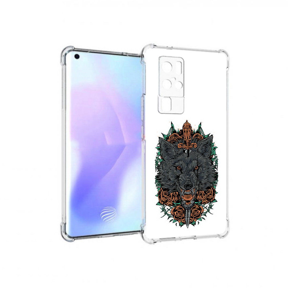 

Чехол MyPads Tocco для Vivo X50 Pro красивый злой волк (PT226970.404.409), Прозрачный, Tocco