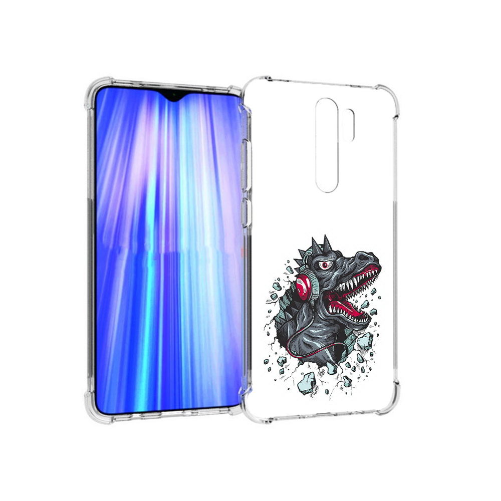 

Чехол MyPads Tocco для Xiaomi Redmi Note 8 Pro Нарисованный динозавр в наушниках, Прозрачный, Tocco