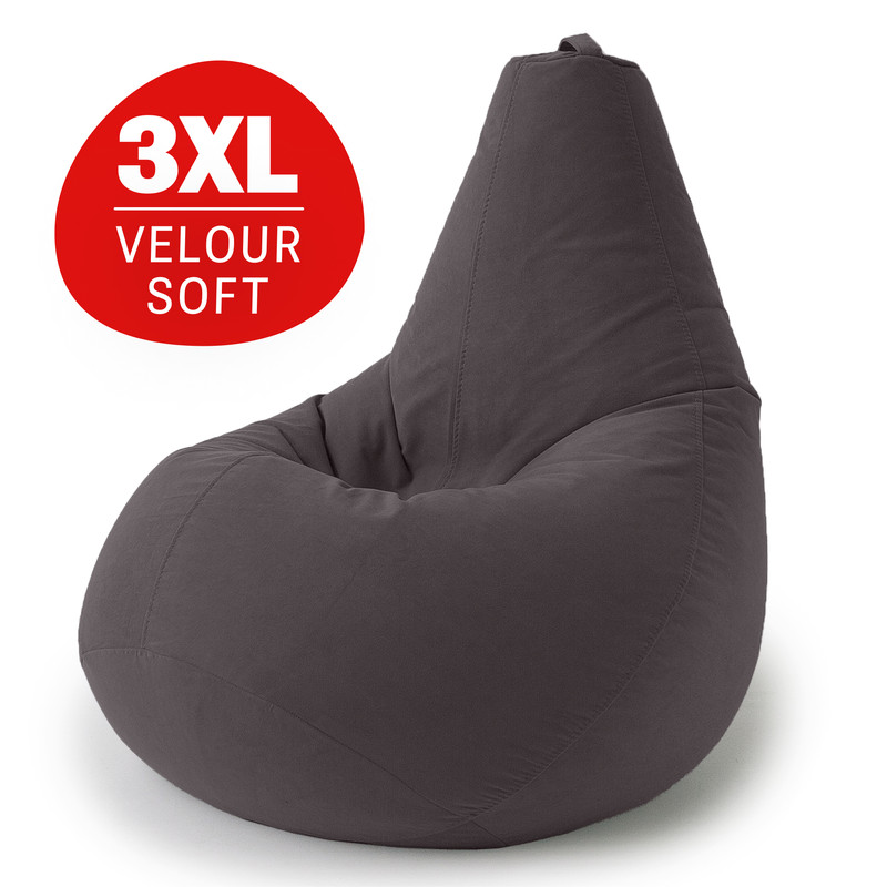 

Кресло-мешок Bean Joy груша, ХXXL, велюр, антрацит, Серый, Груша_Велюр_Рег