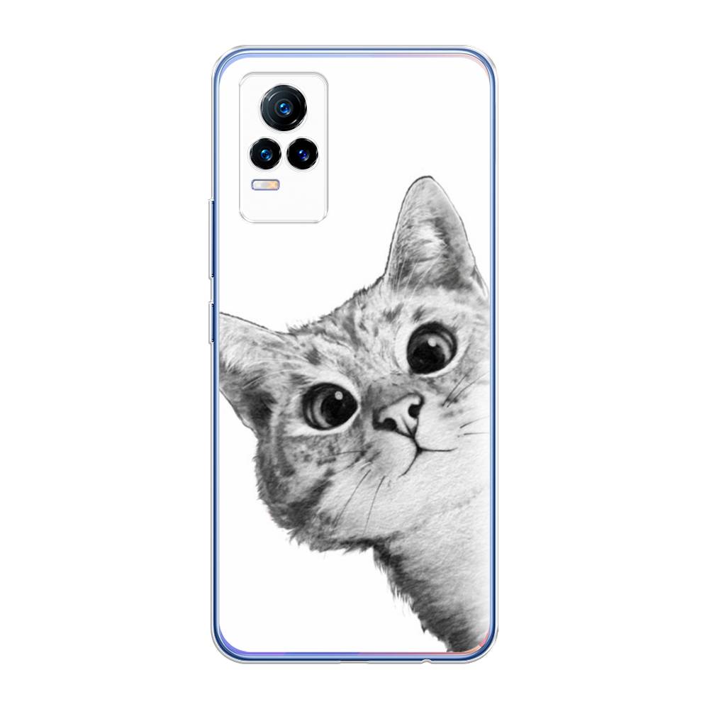 фото Чехол awog "кот рисунок черно-белый" для vivo v21e