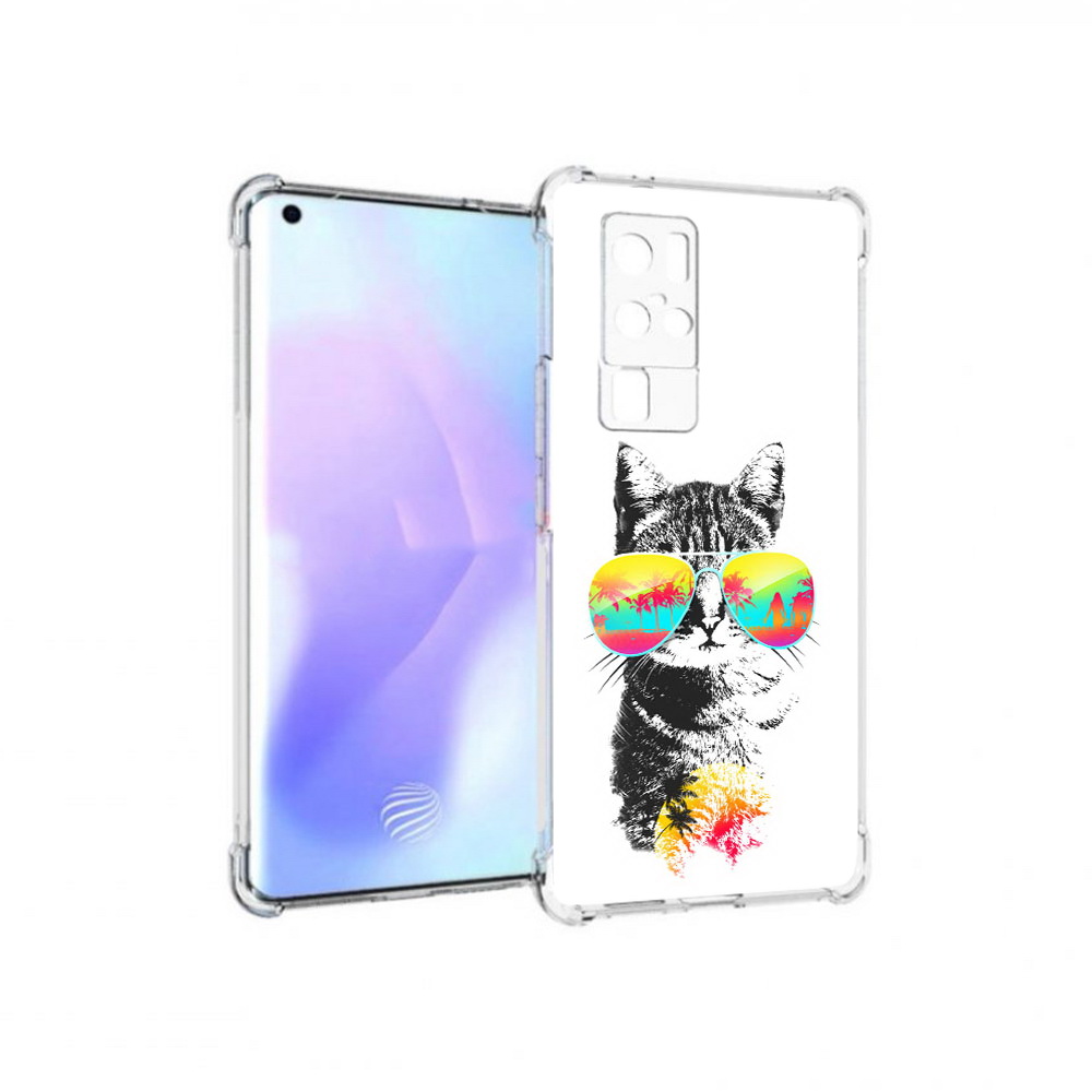 

Чехол MyPads Tocco для Vivo X50 Pro крутой кот (PT226970.404.425), Прозрачный, Tocco