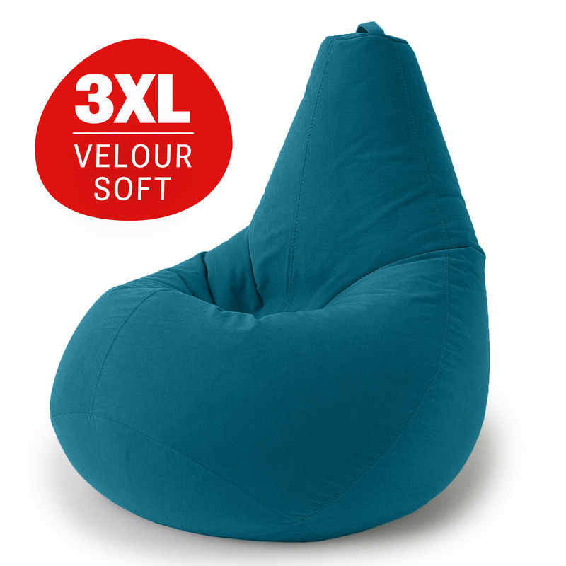 

Кресло-мешок Bean Joy груша, ХXXL, велюр, глубокая бирюза, Синий, Груша_Велюр_Рег