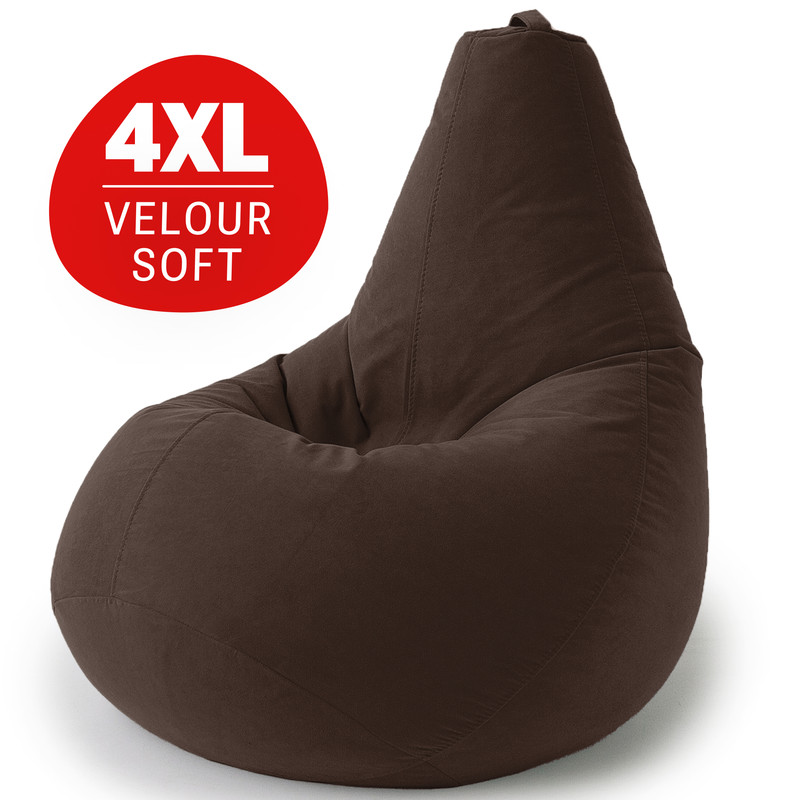 

Кресло-мешок груша Bean Joy, размер ХXXXL, велюр, горький шоколад, Коричневый, Груша_Велюр_Рег