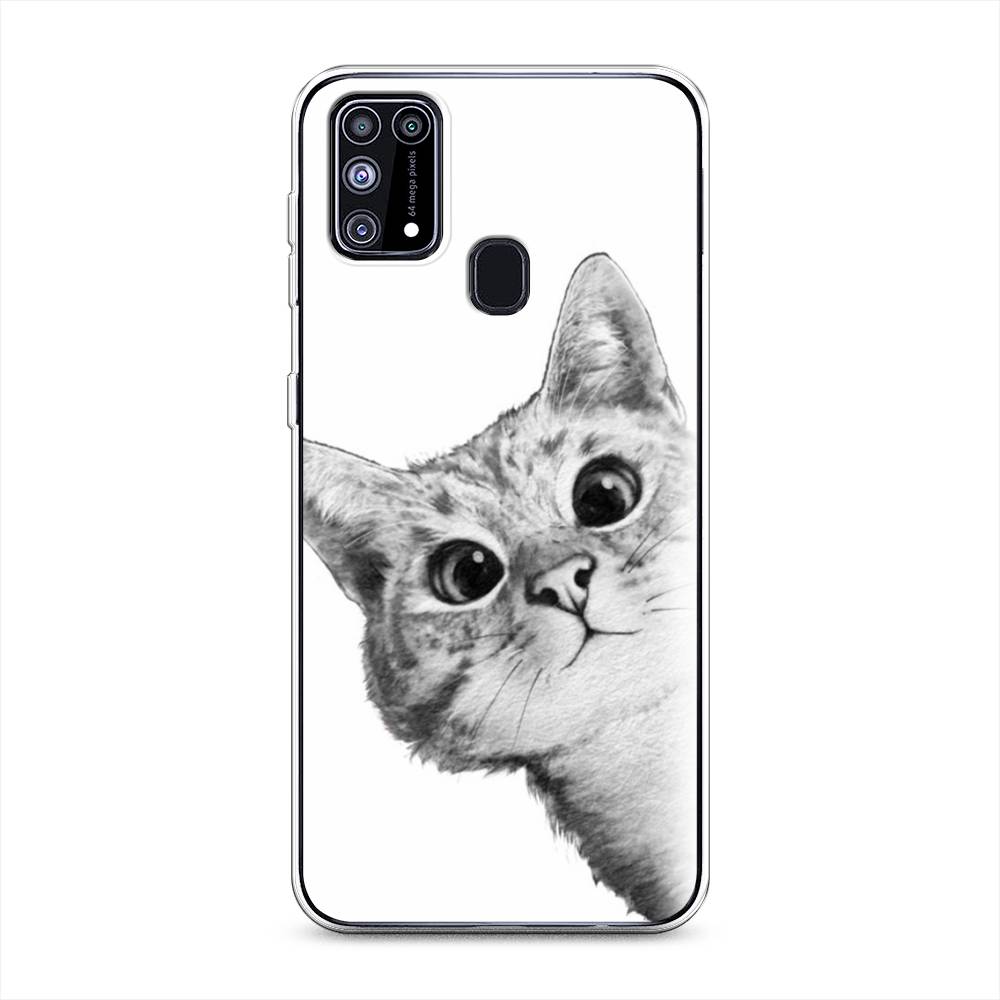 фото Чехол awog "кот рисунок черно-белый" для samsung galaxy m31
