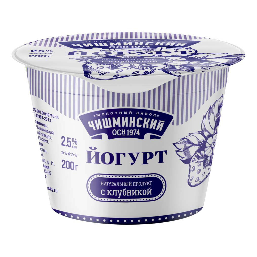 

Йогурт Молочный завод Чишминский Со вкусом клубники 2,5% 200 г