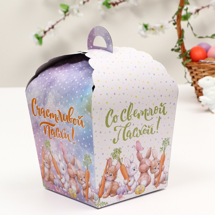 

Пасхальная коробочка "Зайка с морковкой", 17 х 17 х 26 см