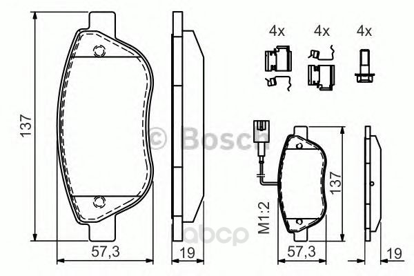 

Тормозные колодки Bosch передние для Fiat Grand Punto 1.3/1.9JTD, Multijet 2005- 986424596