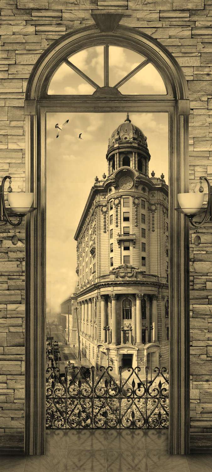 

Самоклеющиеся фотообои "Выход на балкон", 90x200 см, эффект сепия