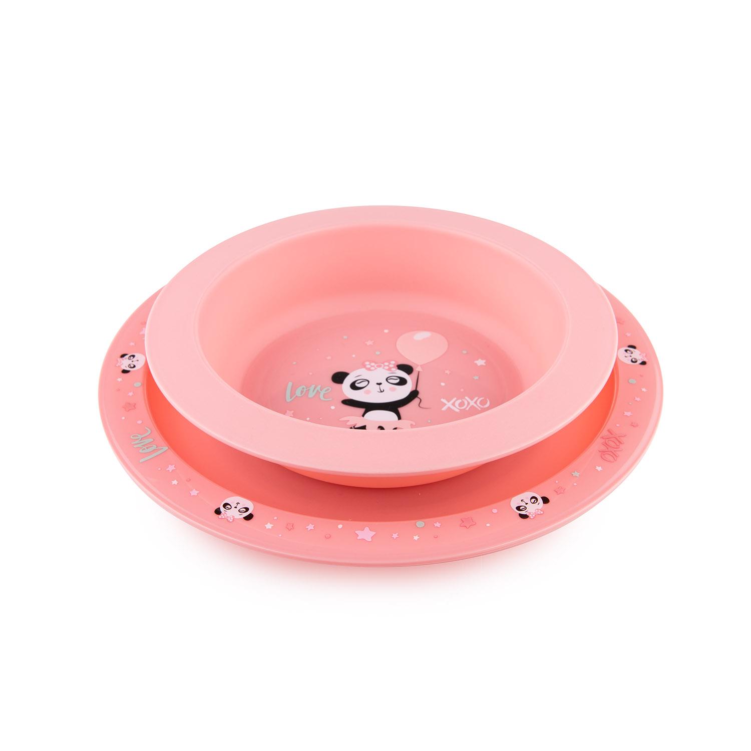 фото Набор посуды canpol babies exotic animal, 2 элемента, розовый, 4+ мес, 56/523_pin