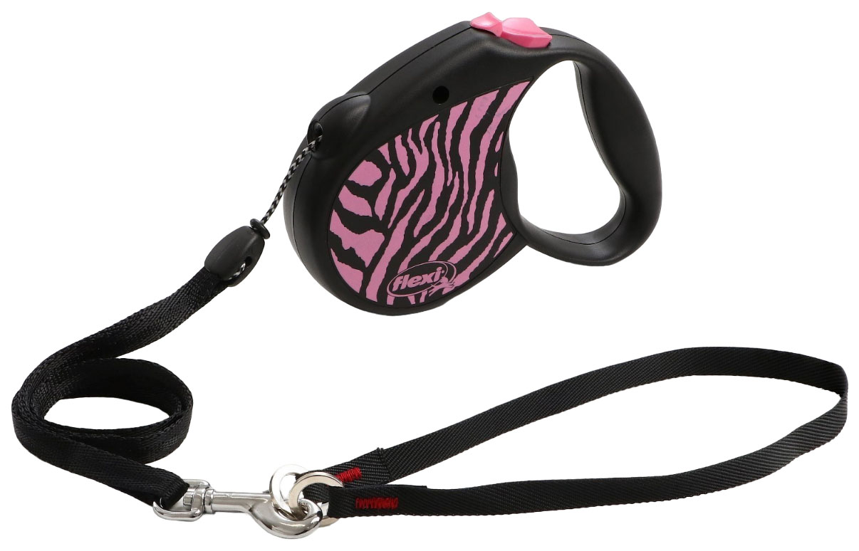 фото Рулетка flexi safari s до 12 кг 5 м трос pink zebra