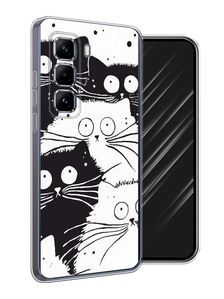 

Чехол Awog на Infinix Hot 50 Pro Plus "Коты черно-белые", Черный;белый, 3107050-1