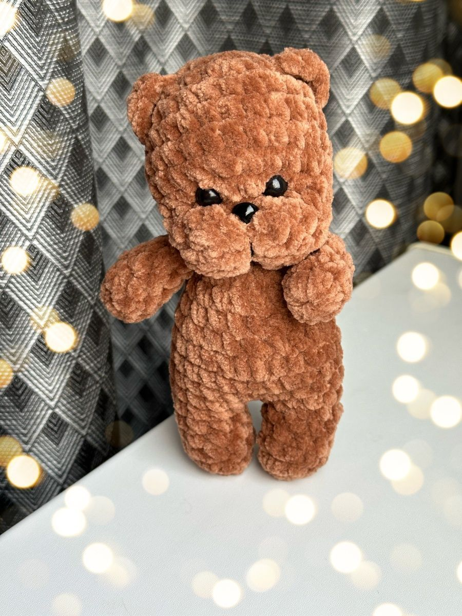 Вязанная игрушка ручной работы АмиПлюшки Медведь (Коричневый) 18 см