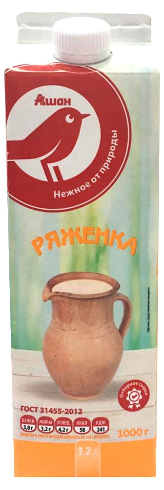 

Ряженка АШАН 3,2% БЗМЖ 1 кг