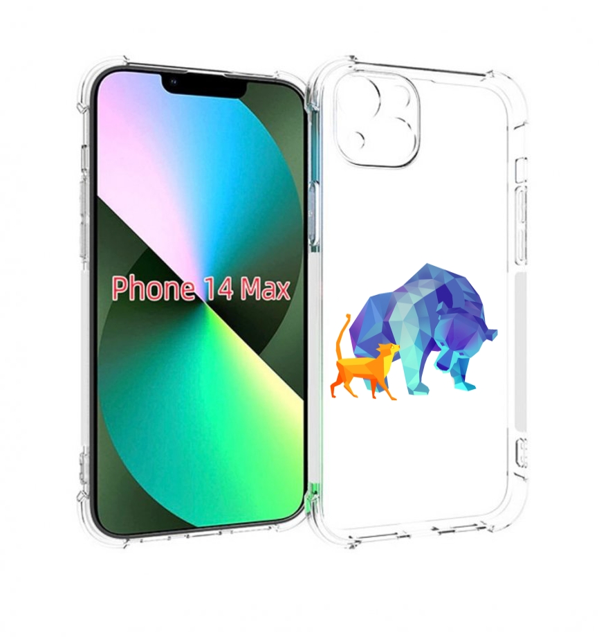 

Чехол MyPads Кот-и-медведь для iPhone 14 Plus (6.7), Прозрачный, Tocco
