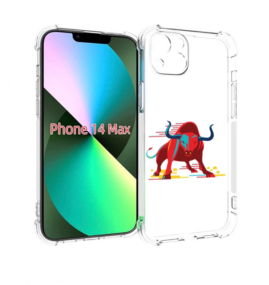 

Чехол MyPads Красный-бык для iPhone 14 Plus (6.7), Прозрачный, Tocco