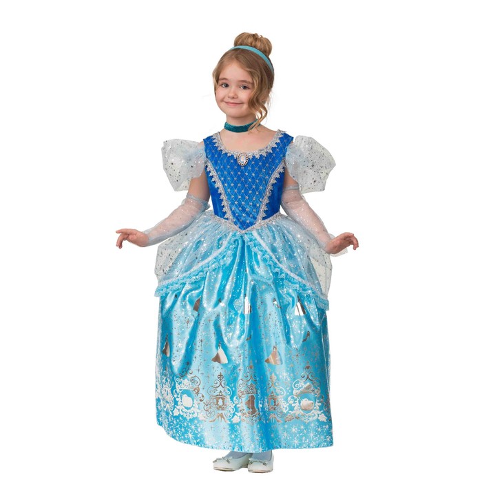 Карнавальный костюм Принцесса Золушка, платье, перчатки, брошь, р.32, рост 128 см карнавальный костюм starfriend фнаф фокси 3в1 комбинезон маска перчатки 120 см