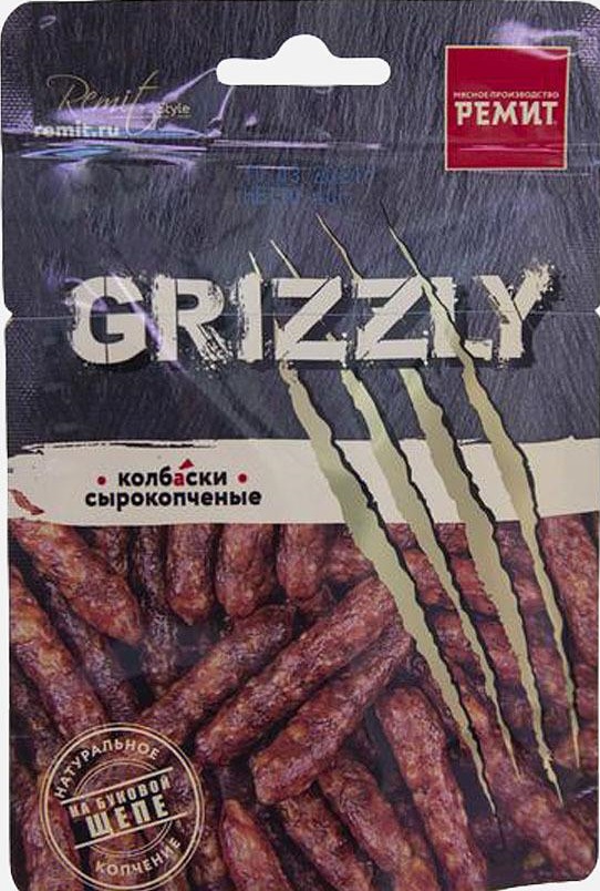 Колбаски Ремит Grizzly, сырокопченые, 40 г